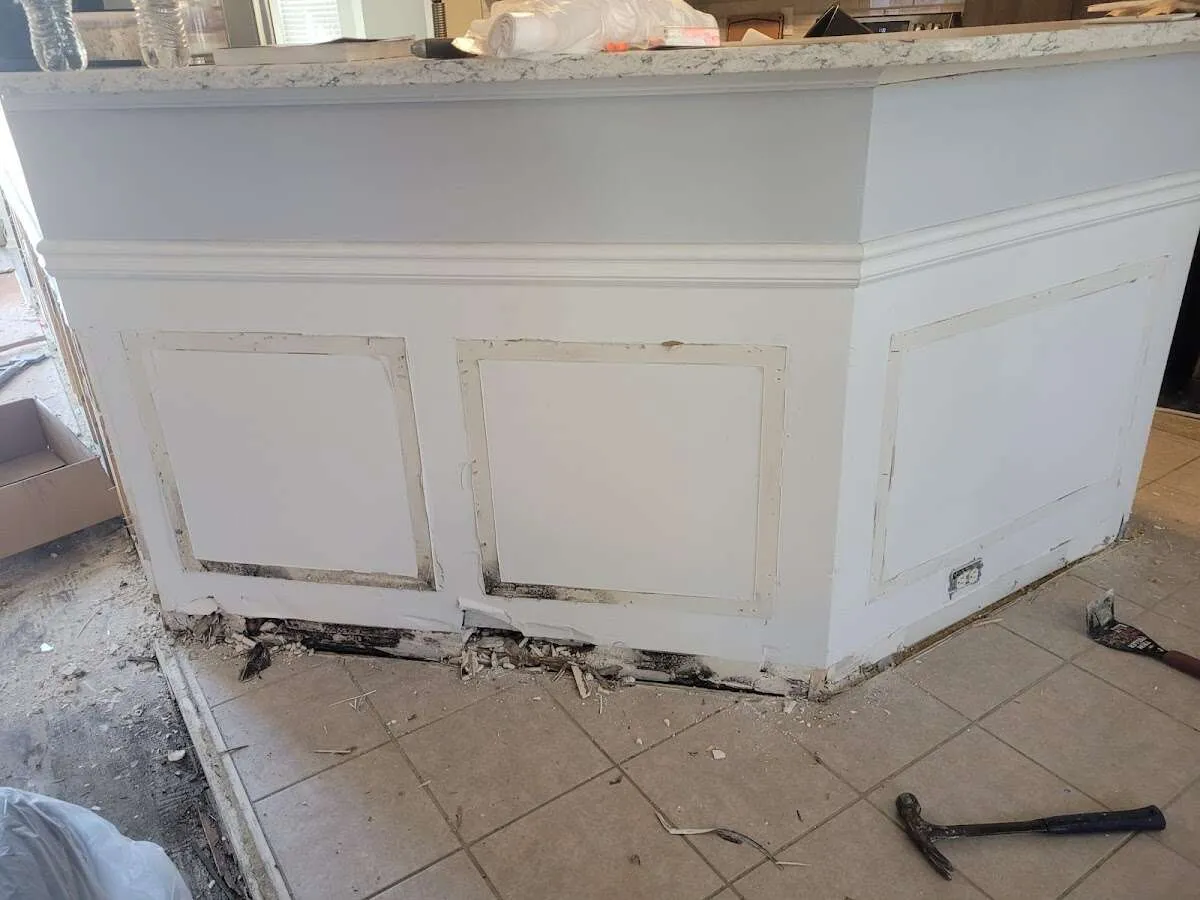 Water damage and mold on kitchen during Storm Damage Restoration in Waupun